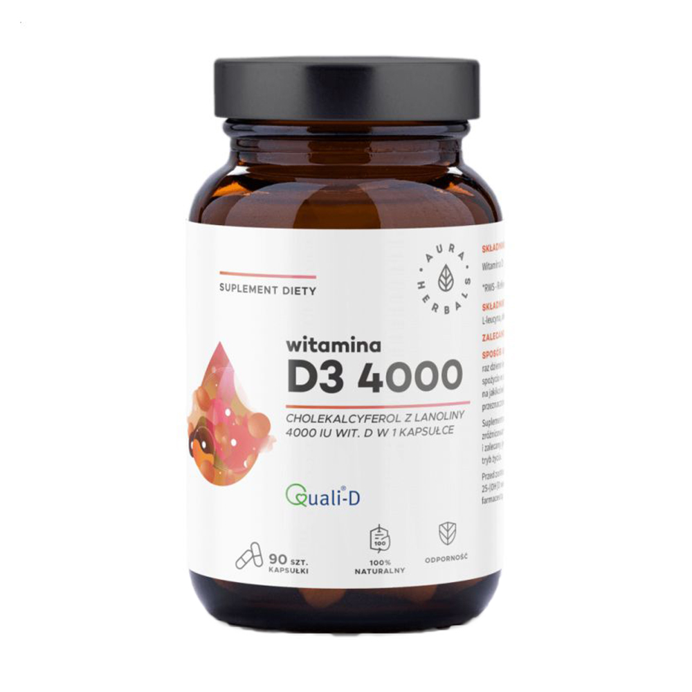 Вітамін Д3 Aura Herbals Vitamin D3 4000 МО, 90 капсул
